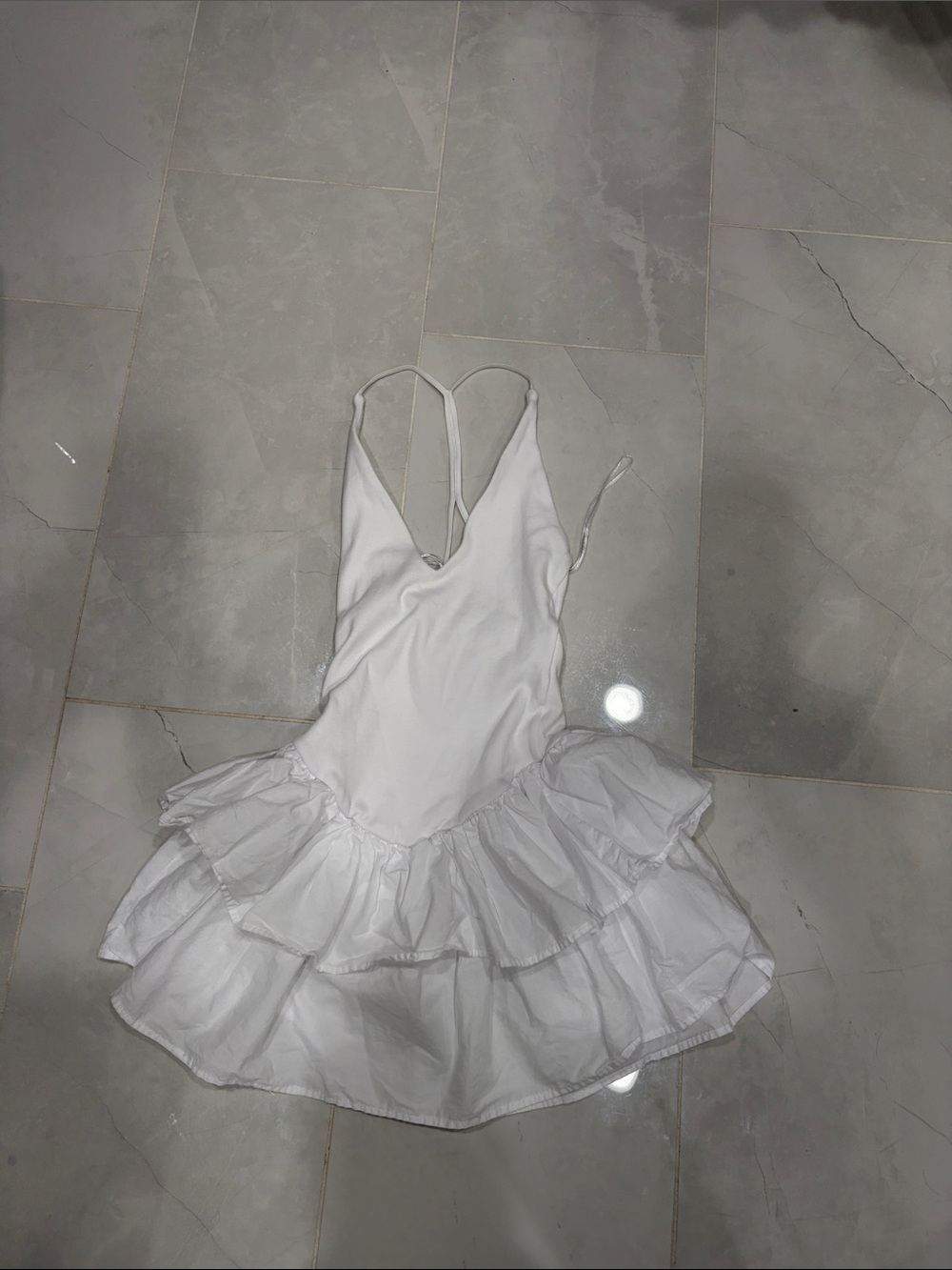 White Ruffled Slip Dress with Spaghetti Straps Zara size small